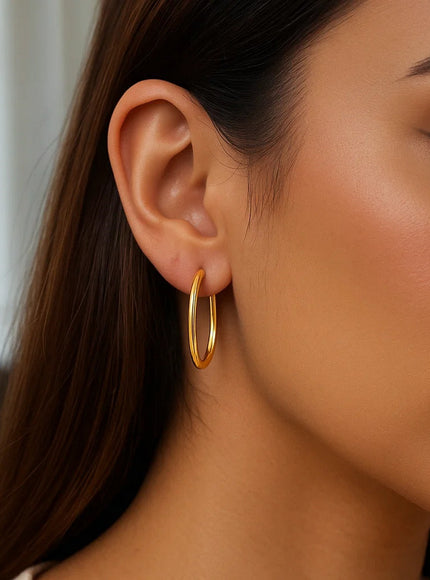 14k Yellow Gold Endless Oval Hoop Earrings