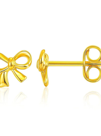 14k Yellow Gold Bow Style Post Earrings