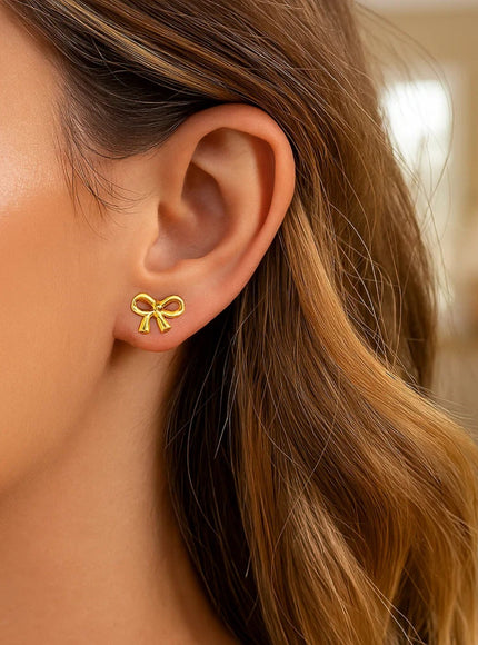 14k Yellow Gold Bow Style Post Earrings