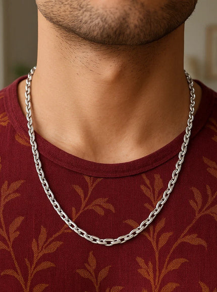 14k White Gold French Cable Link Chain 4.8 mm