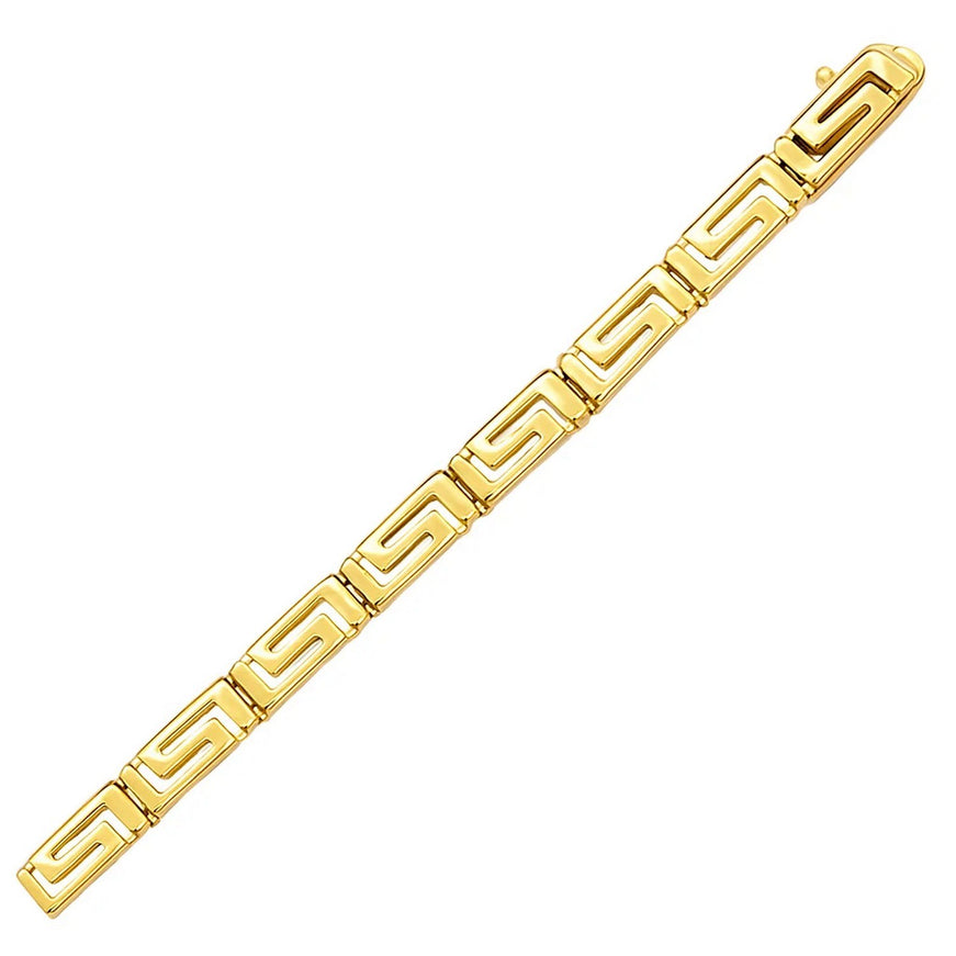 14k Yellow Gold Greek Fret Design Fancy Bracelet