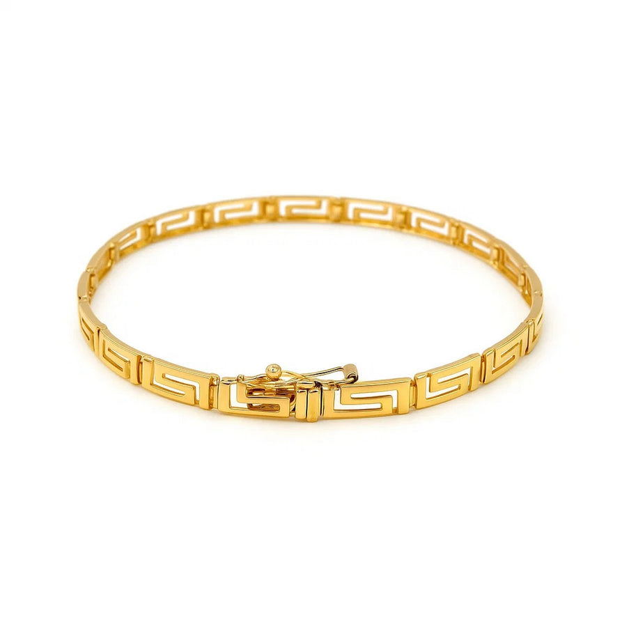 14k Yellow Gold Greek Fret Design Fancy Bracelet