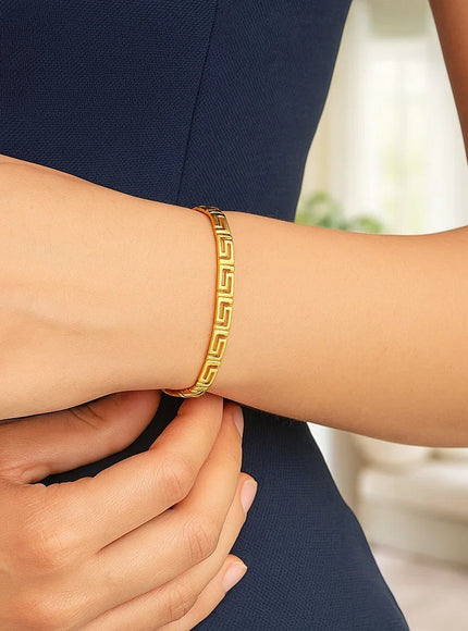 14k Yellow Gold Greek Fret Design Fancy Bracelet
