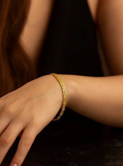 14k Yellow Gold Greek Fret Design Fancy Bracelet