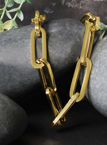 14k Yellow Gold Extra Wide Paperclip Chain Necklace