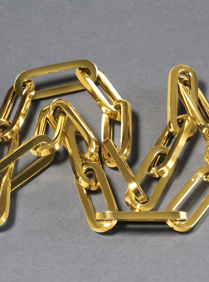 14k Yellow Gold Extra Wide Paperclip Chain Necklace