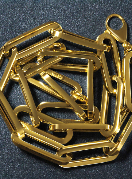 14k Yellow Gold Extra Wide Paperclip Chain Necklace