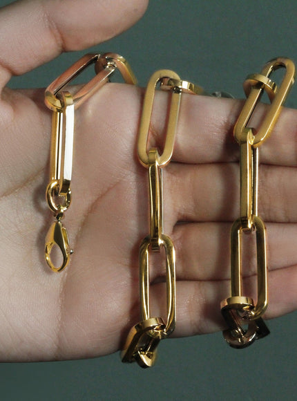 14k Yellow Gold Extra Wide Paperclip Chain Necklace