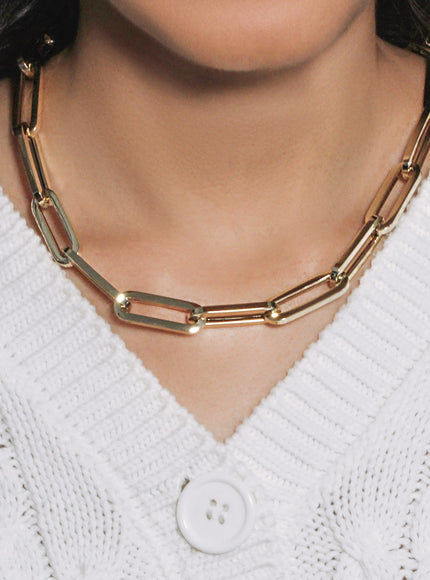 14k Yellow Gold Extra Wide Paperclip Chain Necklace