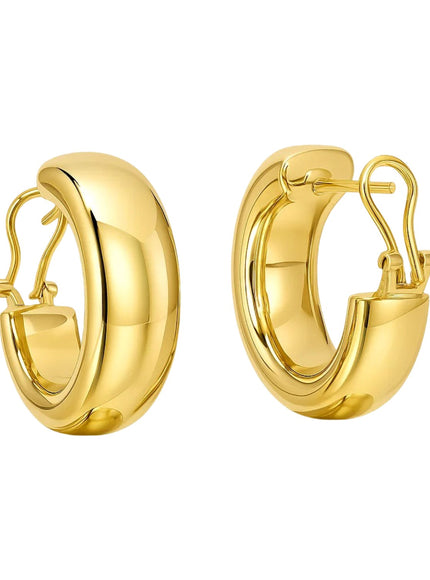14k Yellow Gold Large Omega C Hoops