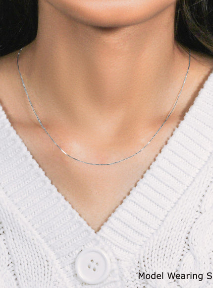 14k White Gold Classic Box Chain 0.45mm