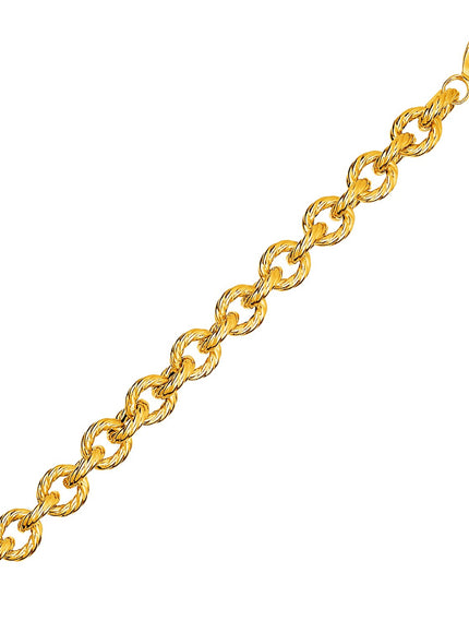 Textured Oval Link Bracelet in 14k Yellow Gold