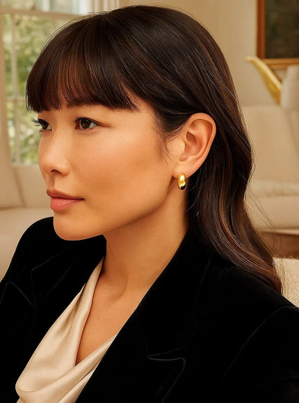 14k Yellow Gold Small Omega C Hoops