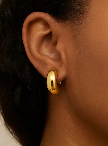 14k Yellow Gold Small Omega C Hoops