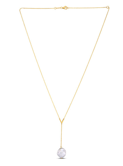 14k Yellow Gold Tesoro Pearl Lariat Necklace