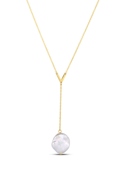 14k Yellow Gold Tesoro Pearl Lariat Necklace