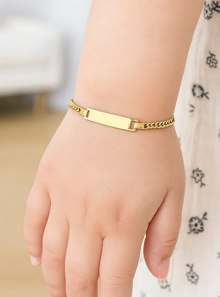 14k Yellow Gold Curb Link Style Children's ID Bracelet