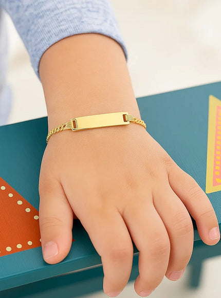 14k Yellow Gold Curb Link Style Children's ID Bracelet