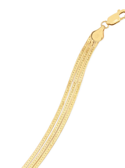 14k Yellow Gold Three Strand Herringbone Chain Necklace