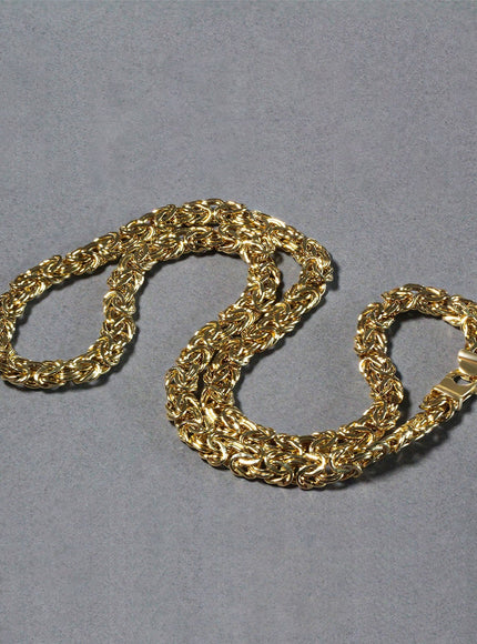 14k Yellow Gold Byzantine Motif Chain Necklace