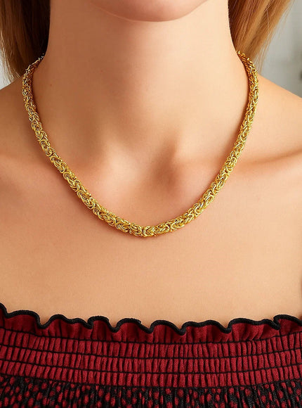 14k Yellow Gold Byzantine Motif Chain Necklace