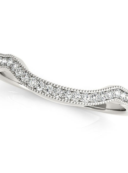 14k White Gold Curvy Style Pave Set Diamond Wedding Band (1/6 cttw)