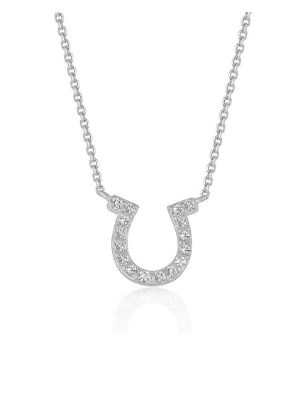 14k White Gold Horseshoe Design Diamond Pendant