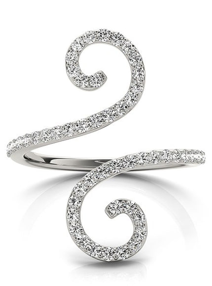 14k White Gold Diamond Open Flourish Style Ring (1/2 cttw)