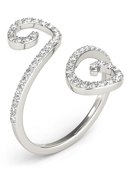 14k White Gold Diamond Open Flourish Style Ring (1/2 cttw)