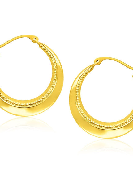 14k Yellow Gold Round Rope Texture Hoop Earrings