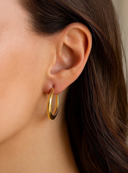 14k Yellow Gold Round Rope Texture Hoop Earrings