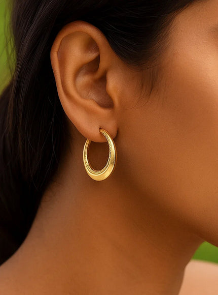 14k Yellow Gold Round Rope Texture Hoop Earrings