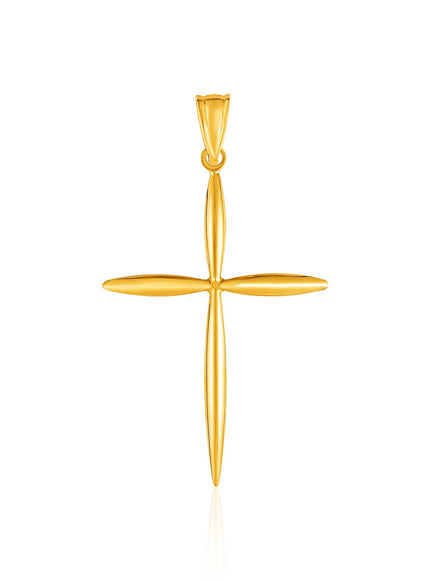 14k Yellow Gold Rounded and Pointed Cross Pendant