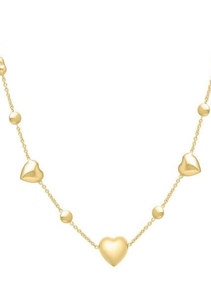 14k Yellow Gold Puff Heart Adjustable Necklace