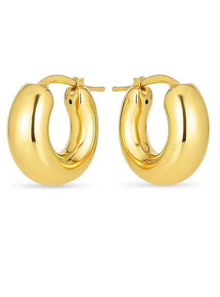 14k Yellow Gold Small Puffy Hoops