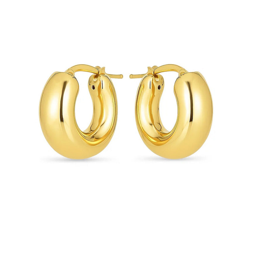 14k Yellow Gold Small Puffy Hoops