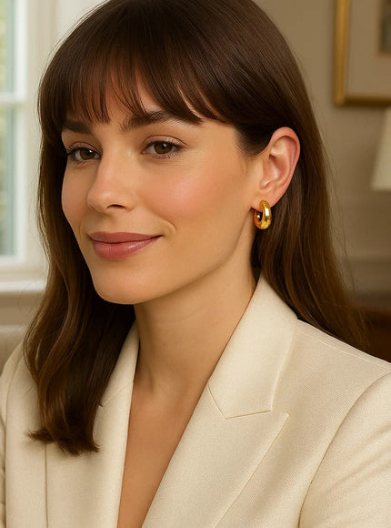 14k Yellow Gold Small Puffy Hoops