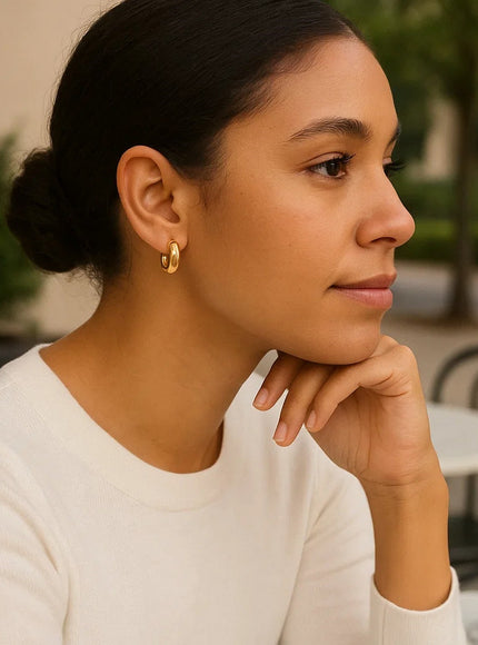 14k Yellow Gold Small Puffy Hoops