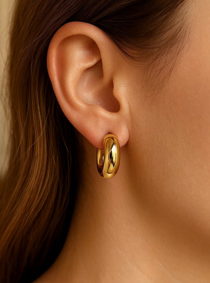 14k Yellow Gold Small Puffy Hoops