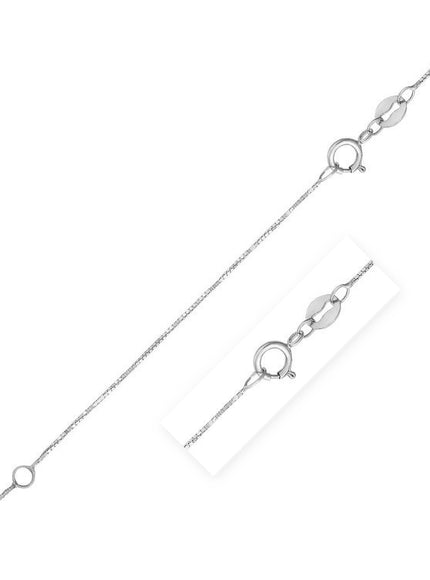 Double Extendable Box Chain in 14k White Gold (0.6mm)