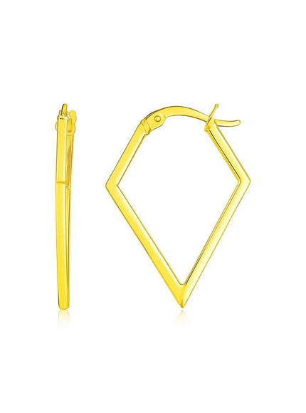 14K Yellow Gold Diamond Motif Hoop Earrings