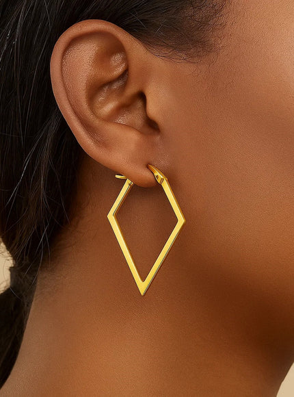 14K Yellow Gold Diamond Motif Hoop Earrings