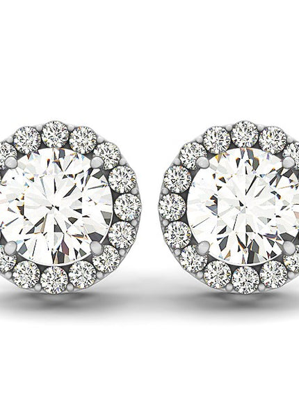 14k White Gold Four Prong Round Halo Diamond Earrings (1 1/6 cttw)