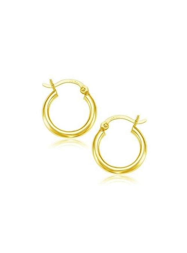 10k Yellow Gold Polished Hoop Earrings (15 mm) - Ellie Belle