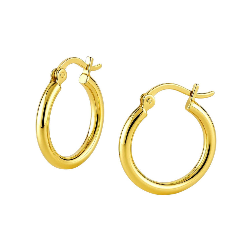 10k Yellow Gold Polished Hoop Earrings (15 mm)