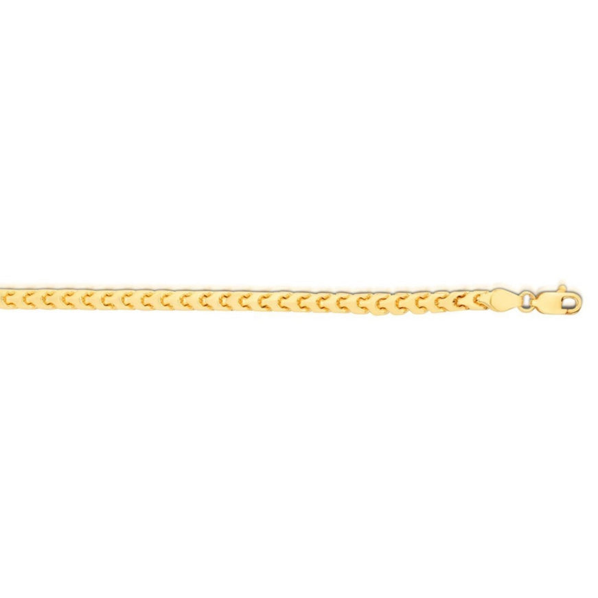 3.1mm 14k Yellow Gold Solid Diamond Cut Round Franco Bracelet