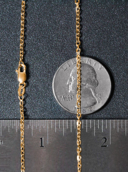 18k Yellow Gold Diamond Cut Cable Link Chain 1.9mm