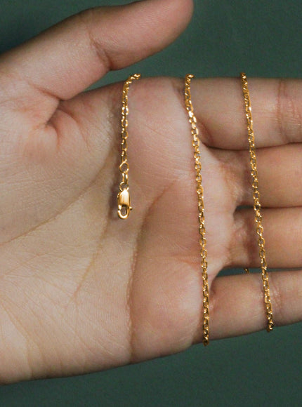 18k Yellow Gold Diamond Cut Cable Link Chain 1.9mm