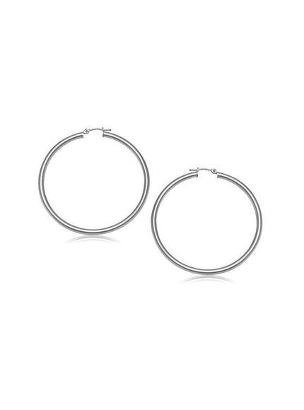 10k White Gold Polished Hoop Earrings (15 mm) - Ellie Belle