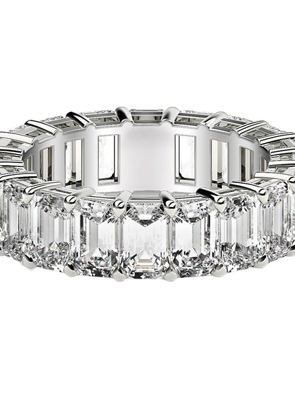 Emerald Cut Lab Grown Diamond Eternity Ring in 14k White Gold (7 cttw FG/VS2)